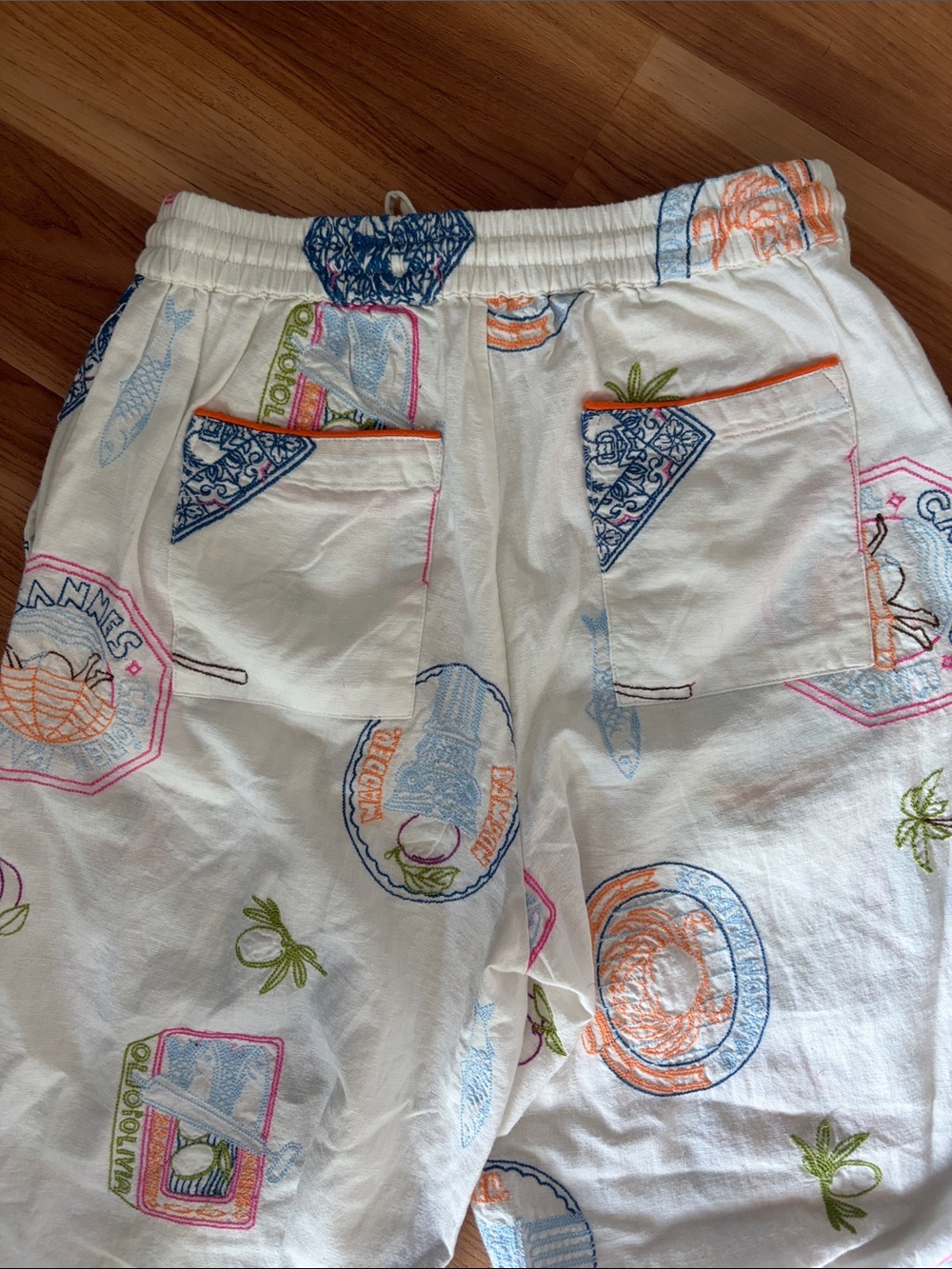 Damson Madder Anthropologie Linen Printed Embroidered Pants - Picture 11 of 11